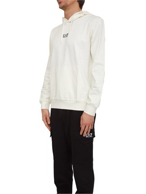 Felpa EA7 Emporio Armani in cotone bianco avorio in UOMO