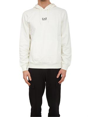Felpa EA7 Emporio Armani in cotone bianco avorio in UOMO