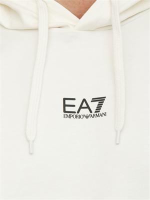 Felpa EA7 Emporio Armani in cotone bianco avorio in UOMO