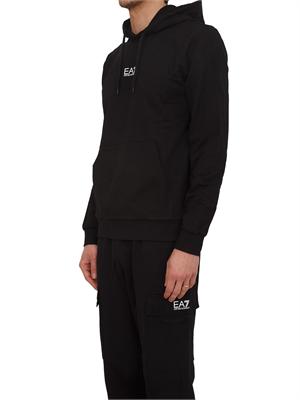 Felpa EA7 Emporio Armani in cotone nero in UOMO