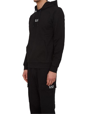 Felpa EA7 Emporio Armani in cotone nero in UOMO