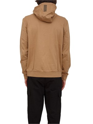 Felpa EA7 Emporio Armani in cotone bianco avorio in UOMO