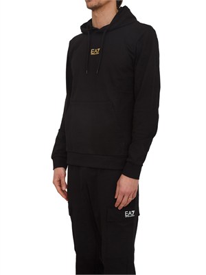 Felpa EA7 Emporio Armani in cotone nero in UOMO
