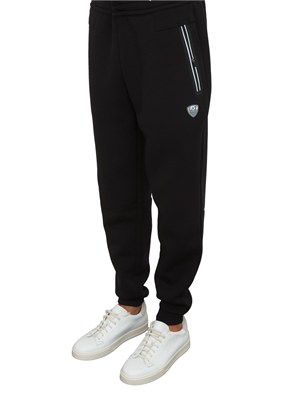 EA7 EMPORIO ARMANI Pantaloni jogger nero EA7 Premium Shield in misto viscosa stretch in UOMO