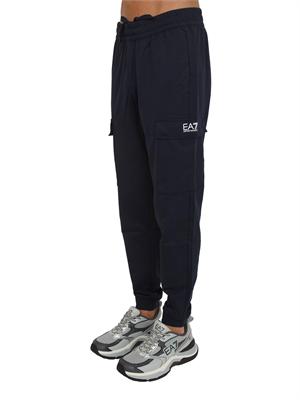 Pantaloni tuta cargo EA7 Emporio Armani in cotone blu in UOMO