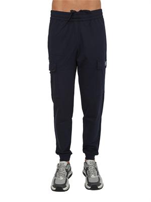 Pantaloni tuta cargo EA7 Emporio Armani in cotone blu in UOMO