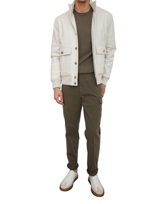 Pantalone Peserico uomo in gabardina di cotone verde in UOMO