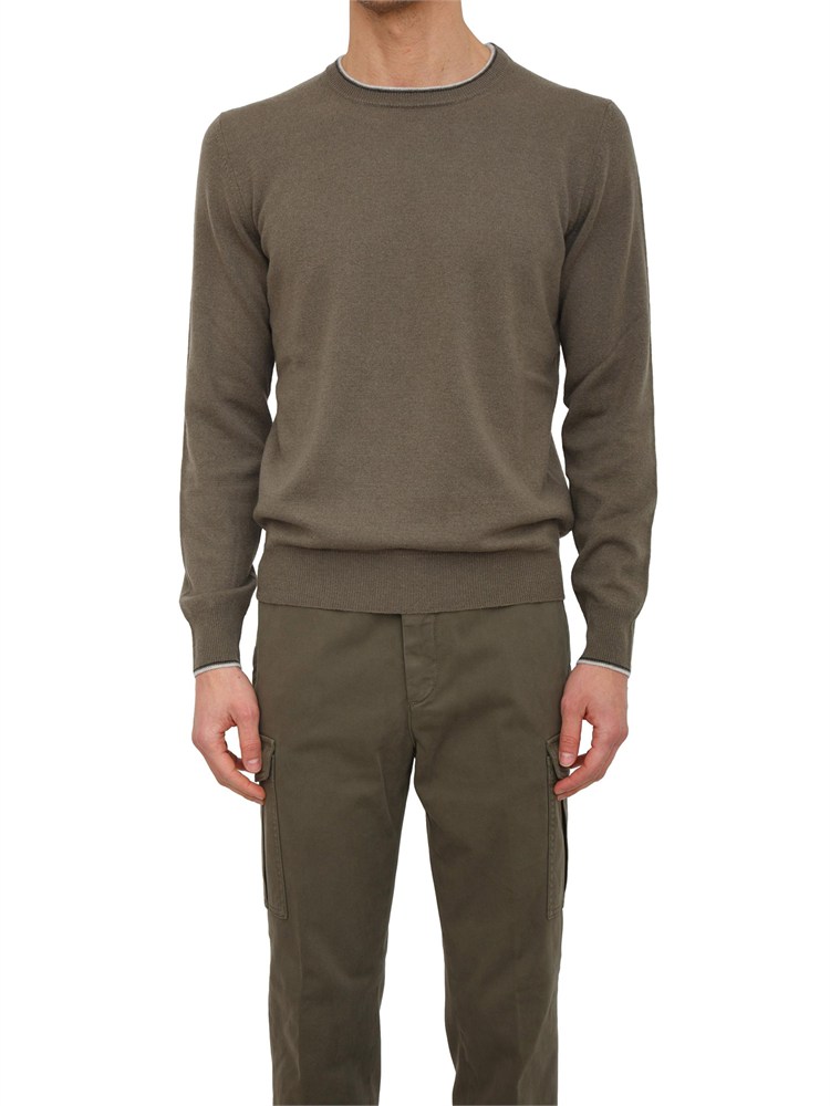 Maglia girocollo Peserico uomo in lana e cashmere verde