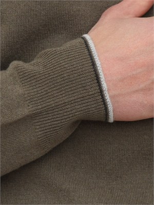 Maglia girocollo Peserico uomo in lana e cashmere verde in UOMO