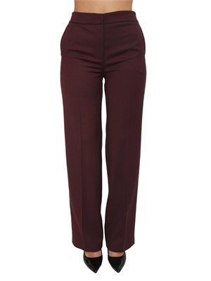 TWIN-SET Pantaloni Twinset in twill misto lana bordeaux in DONNA