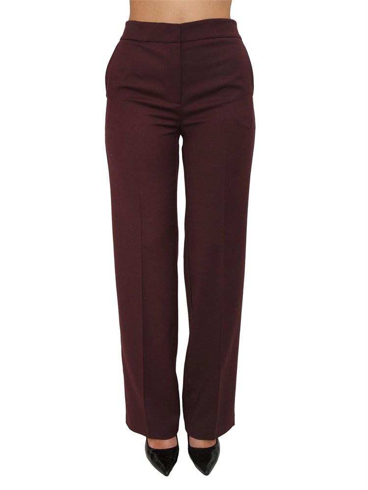 TWIN-SET Pantaloni Twinset in twill misto lana bordeaux