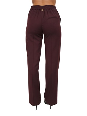 TWIN-SET Pantaloni Twinset in twill misto lana bordeaux in DONNA