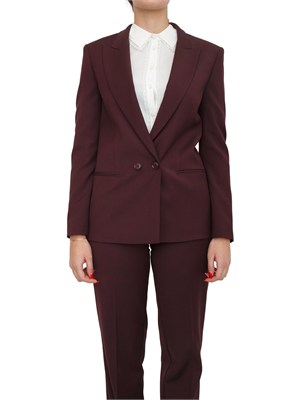 TWIN-SET Giacca blazer Twinset in twill misto lana bordeaux in DONNA