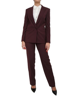 TWIN-SET Giacca blazer Twinset in twill misto lana bordeaux in DONNA