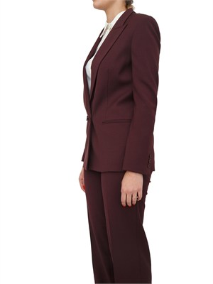 TWIN-SET Giacca blazer Twinset in twill misto lana bordeaux in DONNA