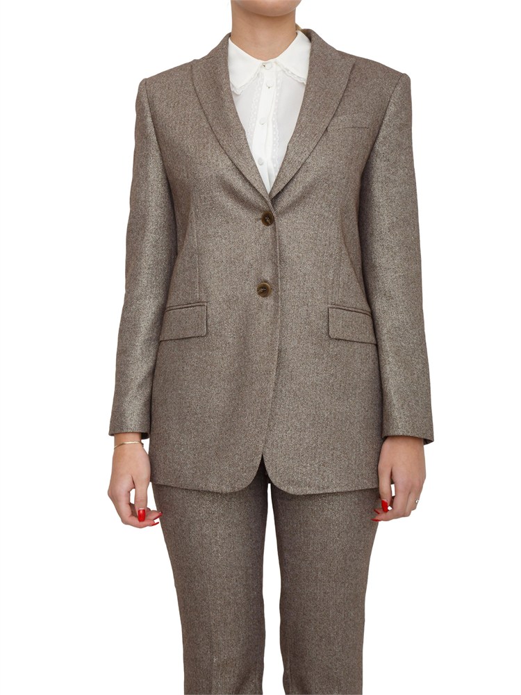 TWIN-SET Giacca Twinset in misto lana fantasia chevron con lurex