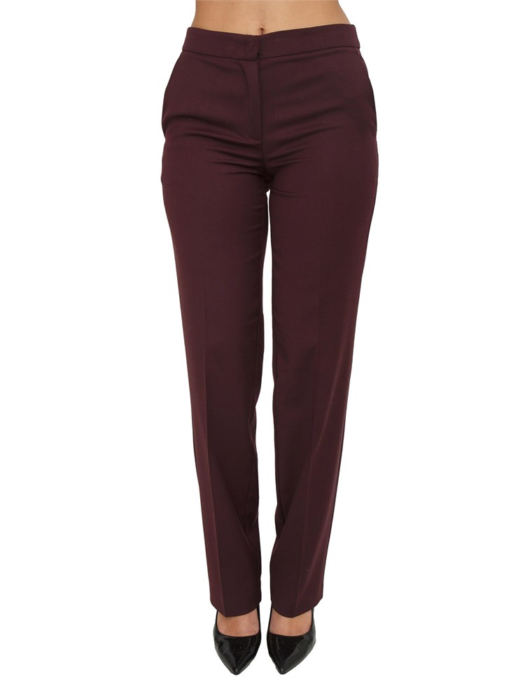 TWIN-SET Pantalone Twinset in misto lana stretch bordeaux