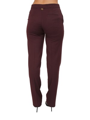 TWIN-SET Pantalone Twinset in misto lana stretch bordeaux in DONNA