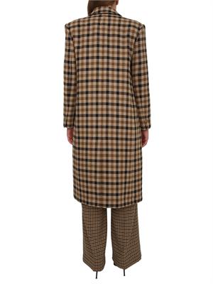 TWIN-SET Cappotto Twinset in saia di misto lana a fantasia check cammello in DONNA