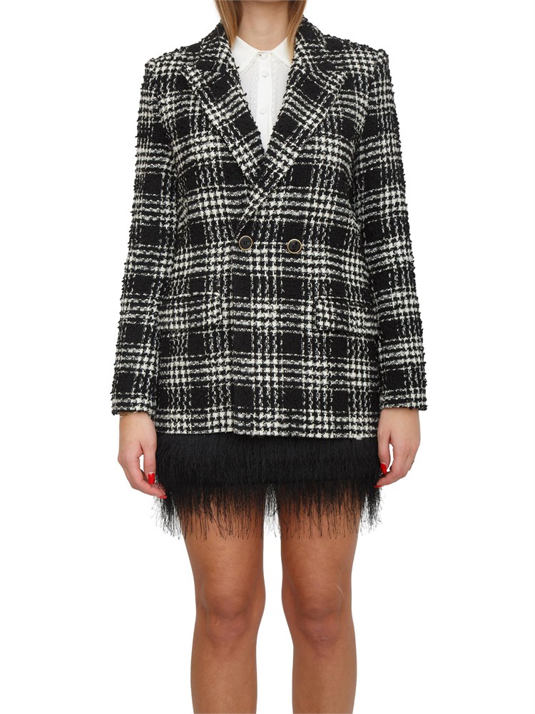 TWIN-SET Giacca blazer Twinset in tessuto bouclÉ check nero