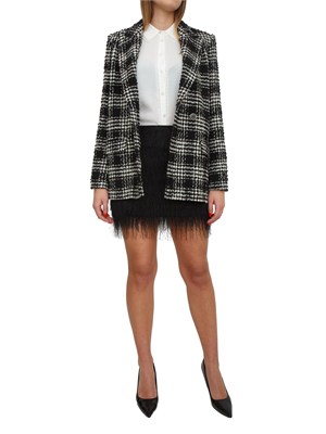 TWIN-SET Giacca blazer Twinset in tessuto bouclÉ check nero in DONNA