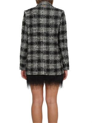 TWIN-SET Giacca blazer Twinset in tessuto bouclÉ check nero in DONNA