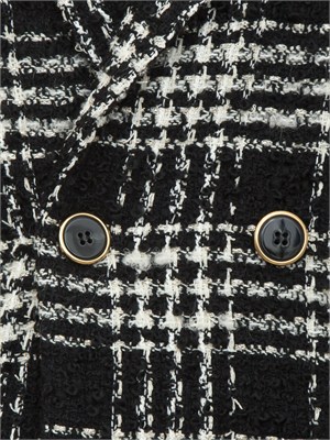 TWIN-SET Giacca blazer Twinset in tessuto bouclÉ check nero in DONNA
