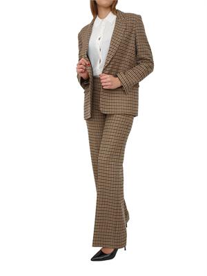 TWIN-SET Pantaloni Twinset in saia di misto lana a fantasia check cammello in DONNA