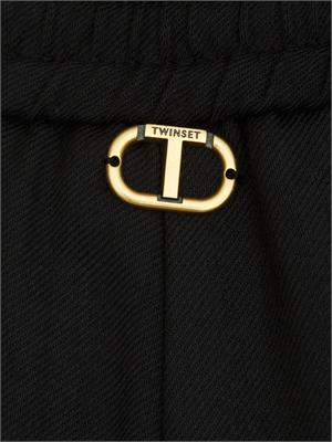 TWIN-SET Pantaloni Twinset in twill misto lana nera in DONNA