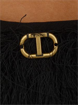 TWIN-SET Minigonna nera Twinset con frange fini in DONNA
