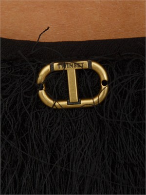 TWIN-SET Minigonna nera Twinset con frange fini in DONNA