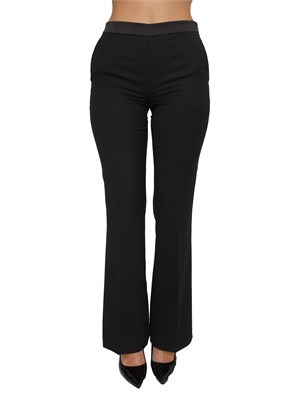 TWIN-SET Pantaloni Twinset in twill misto lana ed inserto raso in DONNA