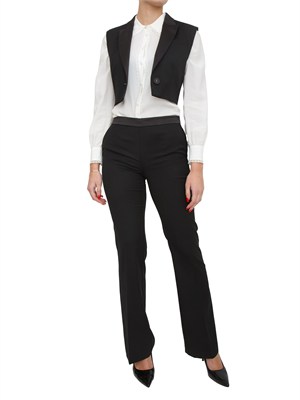 TWIN-SET Pantaloni Twinset in twill misto lana ed inserto raso in DONNA
