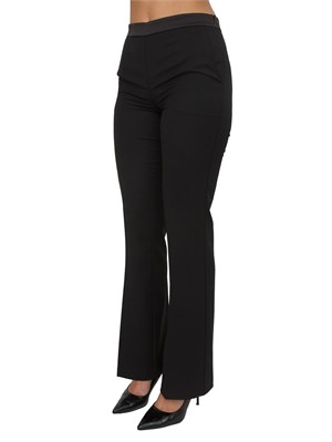 TWIN-SET Pantaloni Twinset in twill misto lana ed inserto raso in DONNA