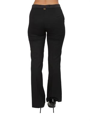 TWIN-SET Pantaloni Twinset in twill misto lana ed inserto raso in DONNA