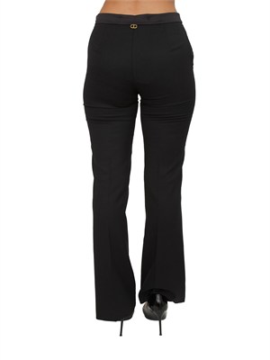 TWIN-SET Pantaloni Twinset in twill misto lana ed inserto raso in DONNA