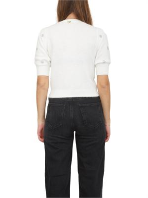 TWIN-SET Maglia Twinset in misto angora bianca con applicazioni strass in DONNA