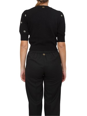 TWIN-SET Maglia Twinset in misto angora nera con applicazioni strass in DONNA