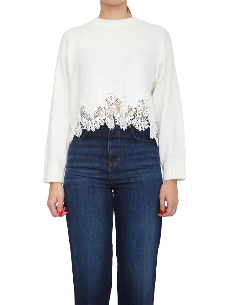 TWIN-SET Maglia Twinset in misto angora bianca