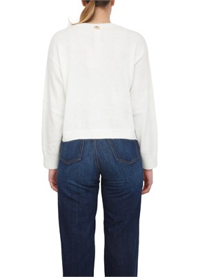 TWIN-SET Maglia Twinset in misto angora bianca in DONNA