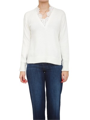 TWIN-SET Maglia Twinset in misto angora bianca in DONNA