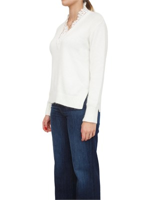 TWIN-SET Maglia Twinset in misto angora bianca in DONNA