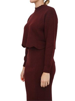 TWIN-SET Maglia cropped Twinset in misto viscosa bordeaux in DONNA