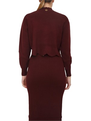 TWIN-SET Maglia cropped Twinset in misto viscosa bordeaux in DONNA