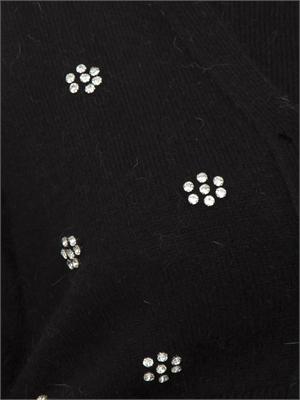 TWIN-SET Cardigan Twinset in misto angora nera con applicazioni strass in DONNA