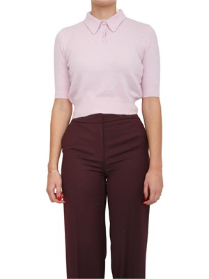 TWIN-SET Maglia polo cropped Twinset in misto angora lilla in DONNA