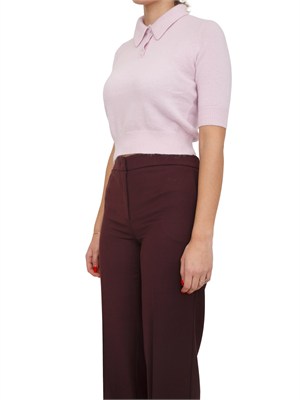 TWIN-SET Maglia polo cropped Twinset in misto angora lilla in DONNA