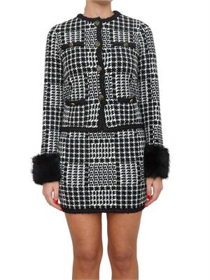 TWIN-SET Giacca maglia Twinset in misto viscosa pied de poule nera in DONNA