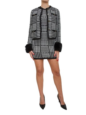 TWIN-SET Giacca maglia Twinset in misto viscosa pied de poule nera in DONNA