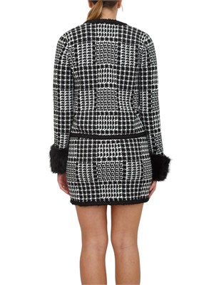 TWIN-SET Giacca maglia Twinset in misto viscosa pied de poule nera in DONNA